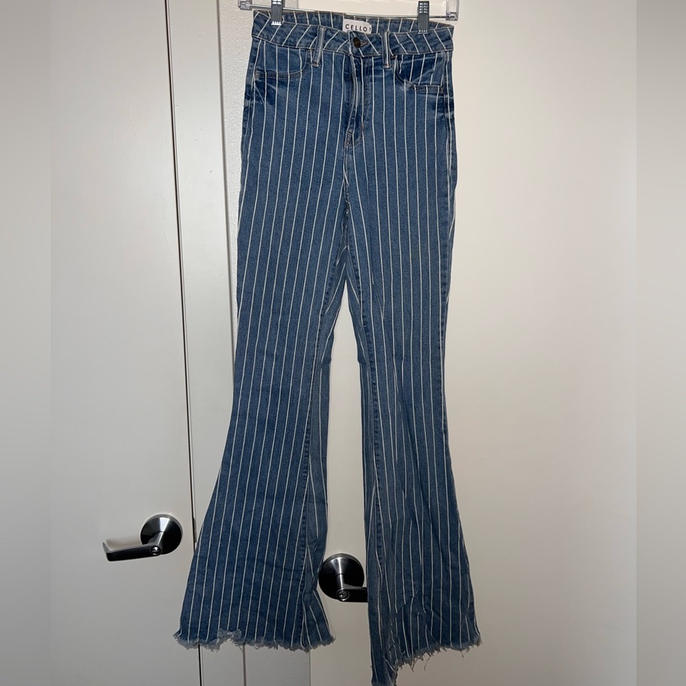 Cello Blue and White Striped Jeans